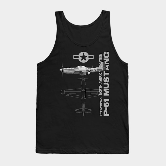 P-51 Mustang WWII Fighter Airplane Profile Tank Top by DesignedForFlight